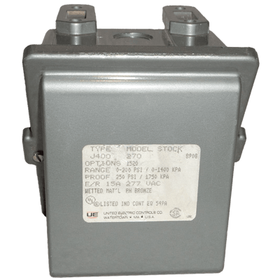 United Electric Pressure Switch, 400 Series Type J400 Models 270 & 274